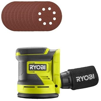 Confezione RYOBI - Levigatrice eccentrica RROS18-0 - 18V OnePlus - Senza batteria e caricabatterie - 10 fogli abrasivi -