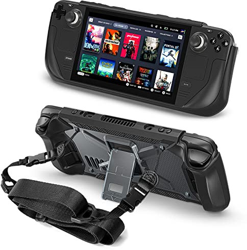 Conelz für Steam Deck Hülle, Stoßfeste Griffhülle mit Integriertem Kickstand Schultergurte, Kompatibel mit Valve Steam Deck Schutzhülle