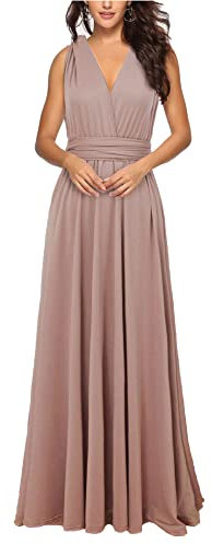 xxxiticat Vestido largo de noche para mujer, vestido de cóctel elegante, vestido de dama de honor, elegante vestido, caqui, XL