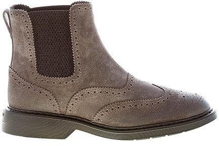 Hogan Uomo H576 Stivaletto Chelsea Boot in camoscio Grigio. Suola Gomma Color Grigio Size 39.5 EU (UK 6)