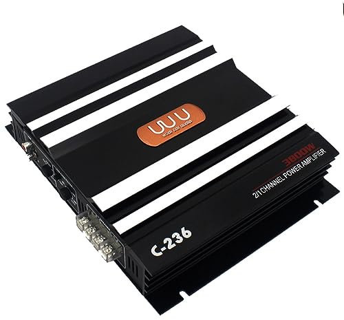 Daroplo Amplificador de Coche de 3800 W Amplificador de Potencia de Audio EstéReo para Coche de Alta Potencia de AleacióN de Aluminio Negro de 2 Canales para Subwoofer de Coche