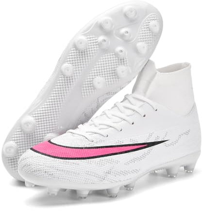 BINBINNIAO Football Boots Unisex High Top Spike Soccer Shoes Outdoor FG/AG Trainers Cleats Teenager Professional Competition Athletics Sneakers Non-Slip