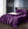 Intimates Satin Silky Bedding Sets Duvet Cover, Fitted Sheet and Pillowcases Easy Care Duvet Cover Complete Set (Double, Purple)