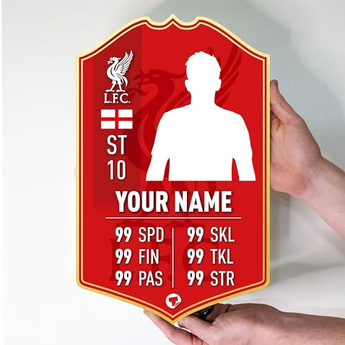 Liverpool Gift Personalised Football Stats Card Liver Bird Customised Football Present Make Your Own (38cm x 24cm)