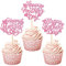 SYKYCTCY 24 Pack Happy Mother's Day Cupcake Toppers Glitter Heart Love Mother Best Mom Cupcake Picks for Happy Mother's Day Theme Women Birthday Party Cake Decorations Supplies Pink