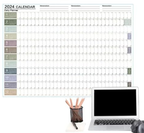 Kalender Wandkalender 2024, Januar bis Dezember 2024, Planer, 12 Monatskalender, Wandplaner, jährlicher Jahreskalender aus dickem Papier zur Dekoration Wandkalender