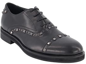 Karl Lagerfeld Paris Herren Studded Leather Oxfords Dress Shoe Sneaker, Schwarz, 44 EU
