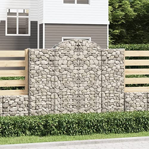 ZEYUAN Gabionen mit Hochbogen 4 STK Gabionenkörbe, Gabionen Hochbeet, Steinkorb, Gabionengitter, Drahtkorb Für Pflanzen, Kräuterspirale Für Garten, 200x50x160/180cm Verzinktes Eisen