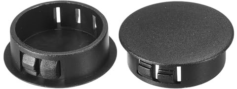 PATIKIL 30 mm (1,2) Plastique Trou Bouchons, 20pcs Affleurant Type Rond Trou Bouchons Couvercle Enclencher Verrouillage Trou Tube pour Table Cuisine Armoire Meuble, Noir