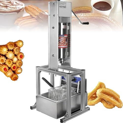 YhsPkh 5L Macchina per Churros Commerciale - 5 Stampi per Bastoncini di Pasta Fritta, Macchina per Churros per Ciambelle, Macchine per Churro Pesanti/Friggitrice, Acciaio Inossidabile