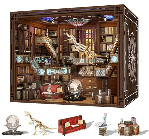 MiniCity Book Nook Kit - DIY Maison de poupée Miniature - Kit Booknook - Puzzle 3D en Bois - Serre-Livres - Décoration avec lumière LED - pour Adolescents et Adultes (Beyond Library Max)