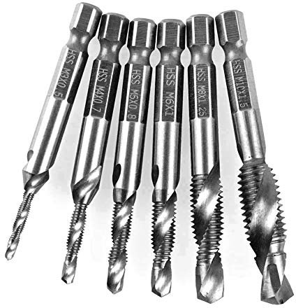 Bohrer- und Gewindebohrer-Set, 6-teilig, Sechskantschaft, Gewindebohrer, Bohrgewinde, Gewindebohrer, Bohrer-Set, Metrische Bohrer, (6-teiliger metrischer 4341 Verbundgewindebohrer)