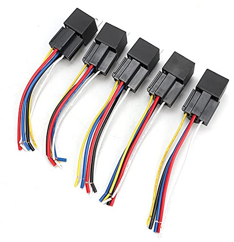5x Auto Fahrzeug 12V 12 Volt DC 40A AMP Relaissockel Set SPDT 5 Pin Draht Neu Auto Sicherheitsbox,Bartstyling und -werkzeuge