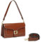 Travistar Leder Handtasche Damen Umhängetasche Mittelgroß Schultertasche Abendtasche Kupplung Crossbody Bag mit 2 Abnehmbar Breiter Schultergurt Kreditkartenfächer Rot Braun