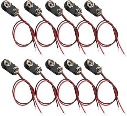 10 Pcs 9V Batterieclip Batterie Anschluss Kabel 9V Batterie Clip Anschluss mit 15cm Anschlusskabel Batterie Snap Anschluss I-Typ Batterie Clip für 9 Volt-Blocks Batterie Schnappverbinder