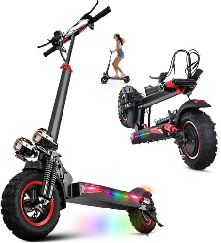 1200W Patinete Electrico Adultos Plegable E-Scooter 45-55km Autonomía | 48V 18Ah Battery,11 Neumáticos Todo Terreno Patinetes Eléctricos Todoterreno, IPX5,Doble Frenos & Suspensión,Carga 150 kg