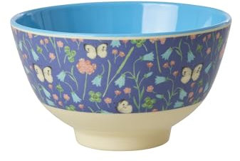 Rice Melamin Schüssel klein - marineblau - Butterfly Field Print