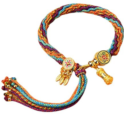 BHFYOB Handgefertigtes gewebtes tibetisches Glücksarmband für Frauen mit bunten Reinkarnationsmustern und einzigartigen Designs