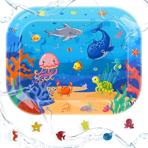 NETONDA Alfombra de Agua para bebé 95 * 76CM Alfombra Inflable para bebés 3 6 9 12 Meses Manta Agua Bebe Regalo Divertido Estimulación del Crecimiento de Bebé Tapete Agua Bebe