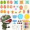 Wisebom Knete Dough Set für Kinder Dinosaurier Kinderspielzeug Kitchen Creations Nudelmaschine Spielset Knete Zubehör Spielzeug Geschenk für Mädchen Junge 2-10 Jahre 47 STK.