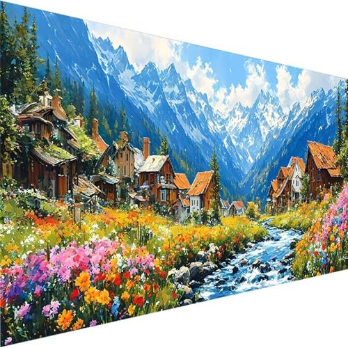 Paint by Numbers for Adults Landscape, Paint by Numbers Mountain, Paint Kits for Adults with Brushes Painting by Numbers on Canvas, Acrylic Pigment Art Crafts, Home Decor 80x160cm (Without Frame) 5-0