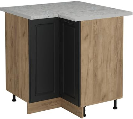 Vicco Eckunterschrank R-Line, Küchen Eckschrank, Anthrazit Landhaus, 75.6 cm AP Marmor