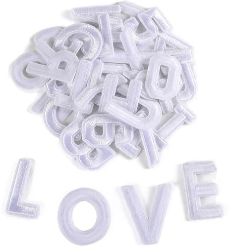 72Pcs Iron On Letters and numbersIron On Letter Patches A-Z,Numbers 0-9 Iron on Numbers Alphabet Sticker for Fabric Clothin Shirts Baseball Football Jeans Hat DIY Accessories