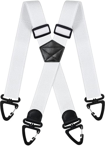 Gucass Hosenträger Herren Extra Stark, X Form Hosenträger Herren Breit 3,8cm, Elastisch und Längenverstellbar, mit 360° Drehbare Schnalle Geschenk Vatertag für Papa, Ehemann, Opa (Weiß)