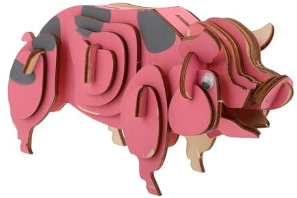 DIKACA Holzpuzzle Puzzles Welpenspielzeug Holz Schreibtischpuzzle Bausätze Für Schweine Pädagogisches Holzspielzeug Holzschweinmodelle Pädagogisches Schweinepuzzle Schweinemodellbausätze