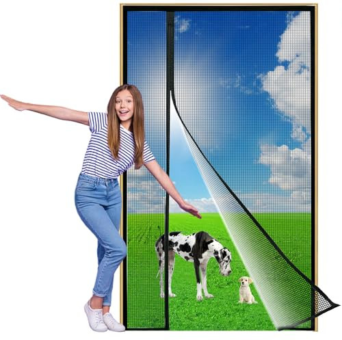 Zlhloj Apertura Laterale Zanzariera Magnetica per Porta, 100x240 cm Zanzariera Reversibile con Apertura a Sinistra/Destra, Accesso Facile, Protezione Insetti, per balcone soggiorno camera Nero
