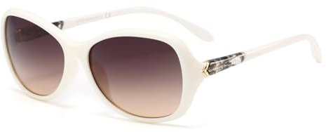H HELMUT JUST Ovale Retro-Sonnenbrille für Damen, klassisches Design, UV400-Schutz (Weiß/gradueller Tee)