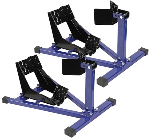 Eikuavons Motorrad Montageständer, 2 Stück Motorradwippe vorn Vorderradklemme Motorrad Ständer, Transportständer Vorderrad, Geeignet für 17-21 Zoll Reifen, Blau