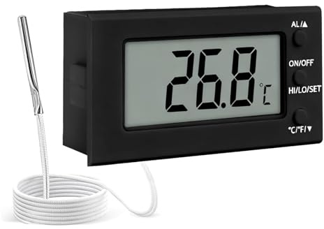 Digital Oven Thermometer for Inside Fan Oven Resistant 300°C | Temperature Gauge with Probe & Timer Alarm, Heat Proof LCD Display Temperature Sensor for Oil, Milk, Deep Frying