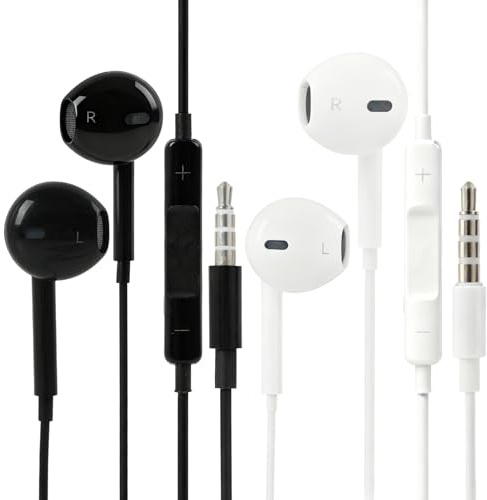 Wvxilyr 2 Piezas Auriculares In-Ear con Jack de 3,5 mm, Auriculares Cable Jack, Cascos con Cable, Micrófono Integrado y Control de Volumen, Ligeras y Confortablespara Música y Llamadas