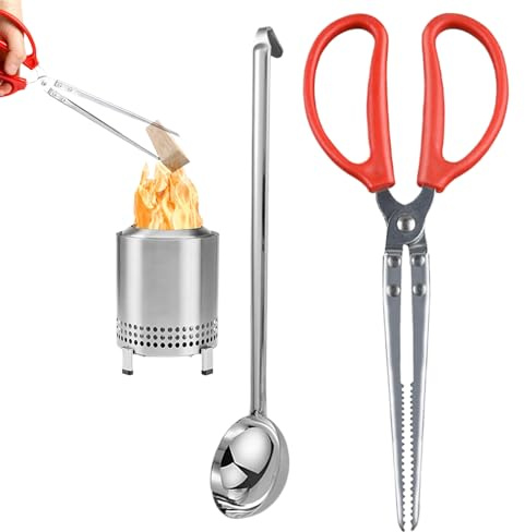 Yonuaret Feuerholzgreifer - Langstielige Kohleschaufel für Lagerfeuer | Kaminholzzange | Für Kochen und Servieren in Innenküche und Außenbereich für Camping Grillen Pizza