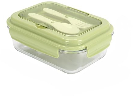 Cheffinger Lunchbox aus Glas mit Besteck - 1L, Brotdose für Schule & Büro