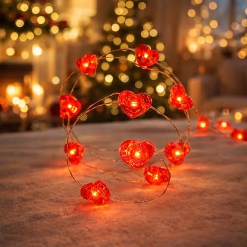 LED Lichterkette Herzen, 1.5M 20LED Valentinstag Herzförmige Lichterkette, Lichterketten Batterie für Innen Valentinstag Dekoration Hochzeit
