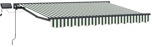 vidaXL Manueller Markisenrahmen mit LEDs 3 x 2,5 m, Verstellbare Sonnenschutzplane, Outdoor-Pavillon, LED-Schatten, moderner Garten-Schirm, wetterfesten Terrassenschutz