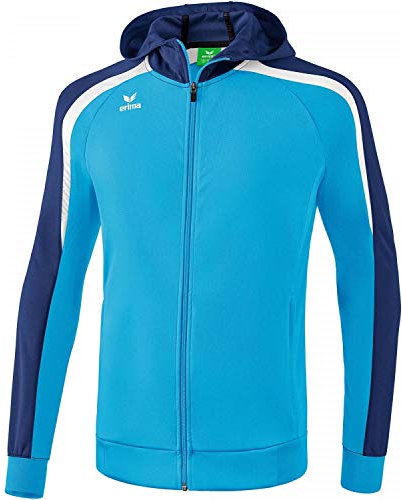ERIMA Kinder Jacke Liga 2.0 Trainingsjacke mit Kapuze, curacao/new navy/weiß, 164, 1071846