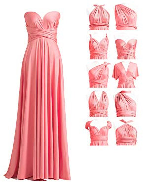 72styles Infinity Kleid mit Bandeau, wandelbares Brautjungfernkleid, lang, Übergröße, Mehrwege-Kleid, Twist-Wickelkleid, korallenpink, Einheitsgröße