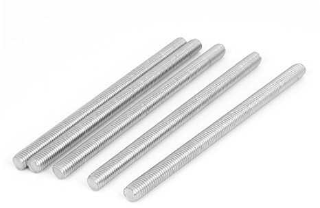 sourcing map 5 Stück Gewindestangen M10x180mm Edelstahl 304 Gewindestift Metrischem Vollgewinde Bar Gewindestäbe für Befestigung CNC-Werkzeugmaschinen 3D-Drucker Industrie Geräte