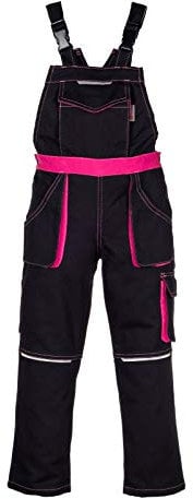 Nizo B KINDERLATZHOSE IN SCHWARZ PINK (104) - - Mädchenhose Jungenhose Jungen GartenhosE Freizeithose Latzhose Kinder Arbeitshose Kinderhose MÄDCHEN Hose Unisex