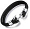 Unendlich U Herren Handgefertigt Anker-Armband Armbänder 22.5cm lang aus hochwertigem Kunst-Leder mit Edelstahl Anker für Männer