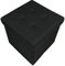 HomeHarmony® Quilted Top Folding Storage Ottoman Seat, Stool, Toy Storage Box Linen Look (Black, Medium)