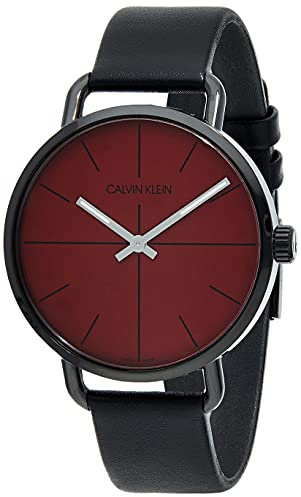 Calvin Klein Herren Analog Quarz Uhr mit Echtes Leder Armband K7B214CP