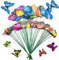 100 Pz Colorido Jardín Mariposas, Allazone 5 Tamaño Papillons de Jardin Ornements de Jardin para Decoración de Planta, Yarda Exterior, Ornamento de Jardín