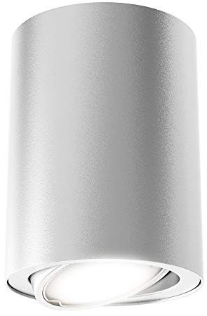 Briloner Leuchten LED Aufbauleuchte, Deckenlampe GU10, Reflektor schwenkbar, 400 Lumen, 3.000 Kelvin, Silber, Ø 8cm, 5 W, Silberfarbig