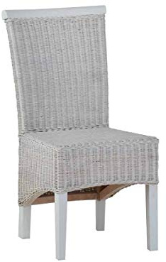 MiaMöbel Esszimmerstuhl 49x98x49 cm Modern Massivholz Rattan Mahagoni Weiß