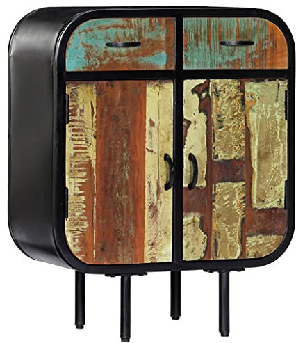 vidaXL Aparador Comedor Buffet 2 Cajones + 2 Puertas Vintage Retro Industrial Madera Maciza Reciclada Hierro Mueble Bufé Salón Cocina Armario Bufet