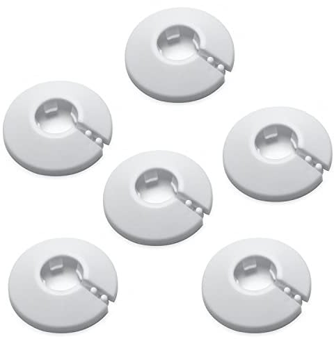 MroMax Fit 0.63 Outer Diameter Flange Water Pipe Cover Decoration White Pipe Cover Radiator PP Plastic 16mm Escutcheon Collar for Wall Pipe Tube Decoration 6Pcs